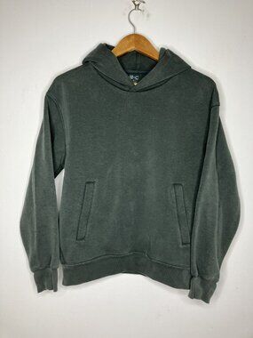 UNIQLO C Women's XS Green Pullover Hoodie Sweatshirt Ribbed Cuffs Pockets